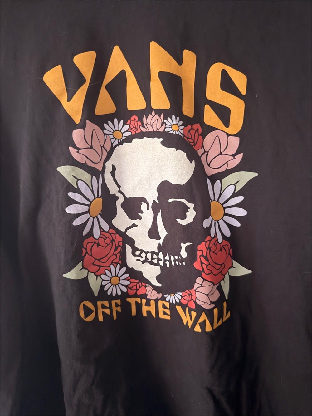 Vans Black Crewneck Sweatshirt with Skull & Floral Graphic - Picture 2 of 2
